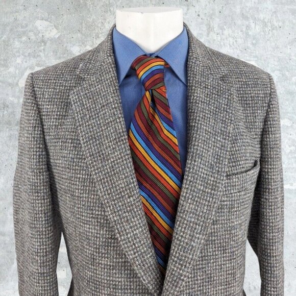 Stafford Men's Blazer Sport Coat Sports Jacket Size 40 R Harris Tweed - Picture 1 of 10